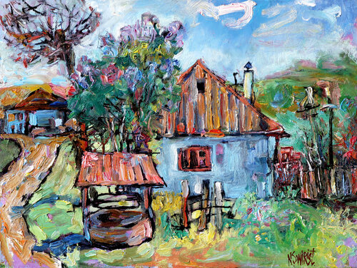Old Well and Lilac by Nicolai Ostapenco (N.Swiristuhi), Painting for Sale on Select