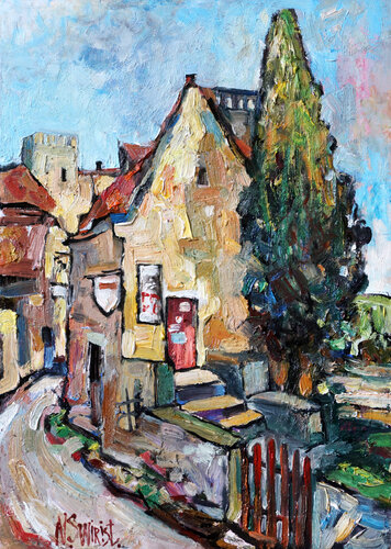 "On a Street in Beynac-et-Cazenac" by Nicolai Ostapenco (N.Swiristuhi), Painting for Sale on Select