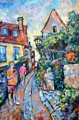 “Strolls Through Beynac-et-Cazenac” by Nicolai Ostapenco (N.Swiristuhi), Painting for Sale on Select