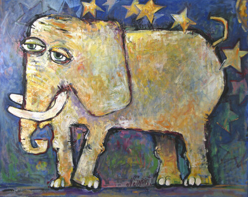 STARS ELEPHANT. by Nicolai Ostapenco (N.Swiristuhi), Painting for Sale on Select
