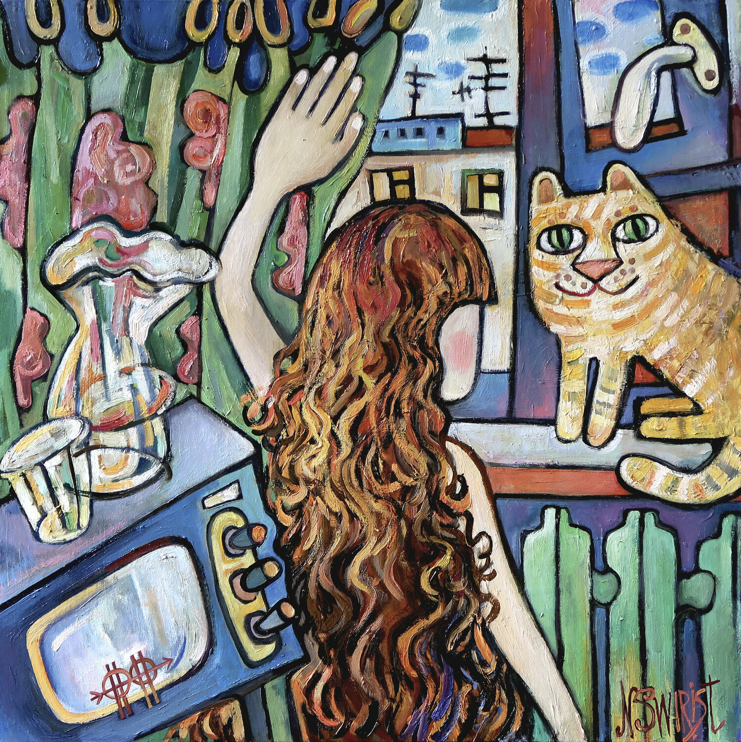 MORNING AND TV. Nicolai Ostapenco (N.Swiristuhi) Original painting for sale