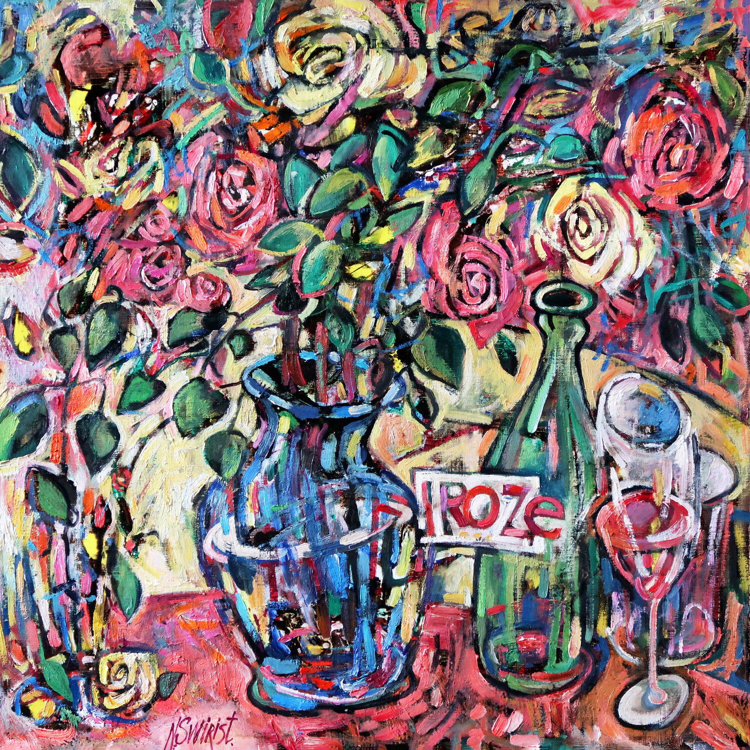 Bottle of "Rosé". Nicolai Ostapenco (N.Swiristuhi) Original painting for sale
