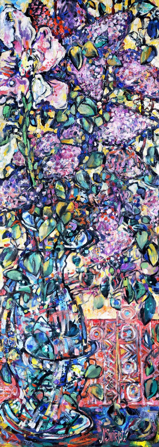 Lilac and Iris. Nicolai Ostapenco (N.Swiristuhi) Original painting for sale