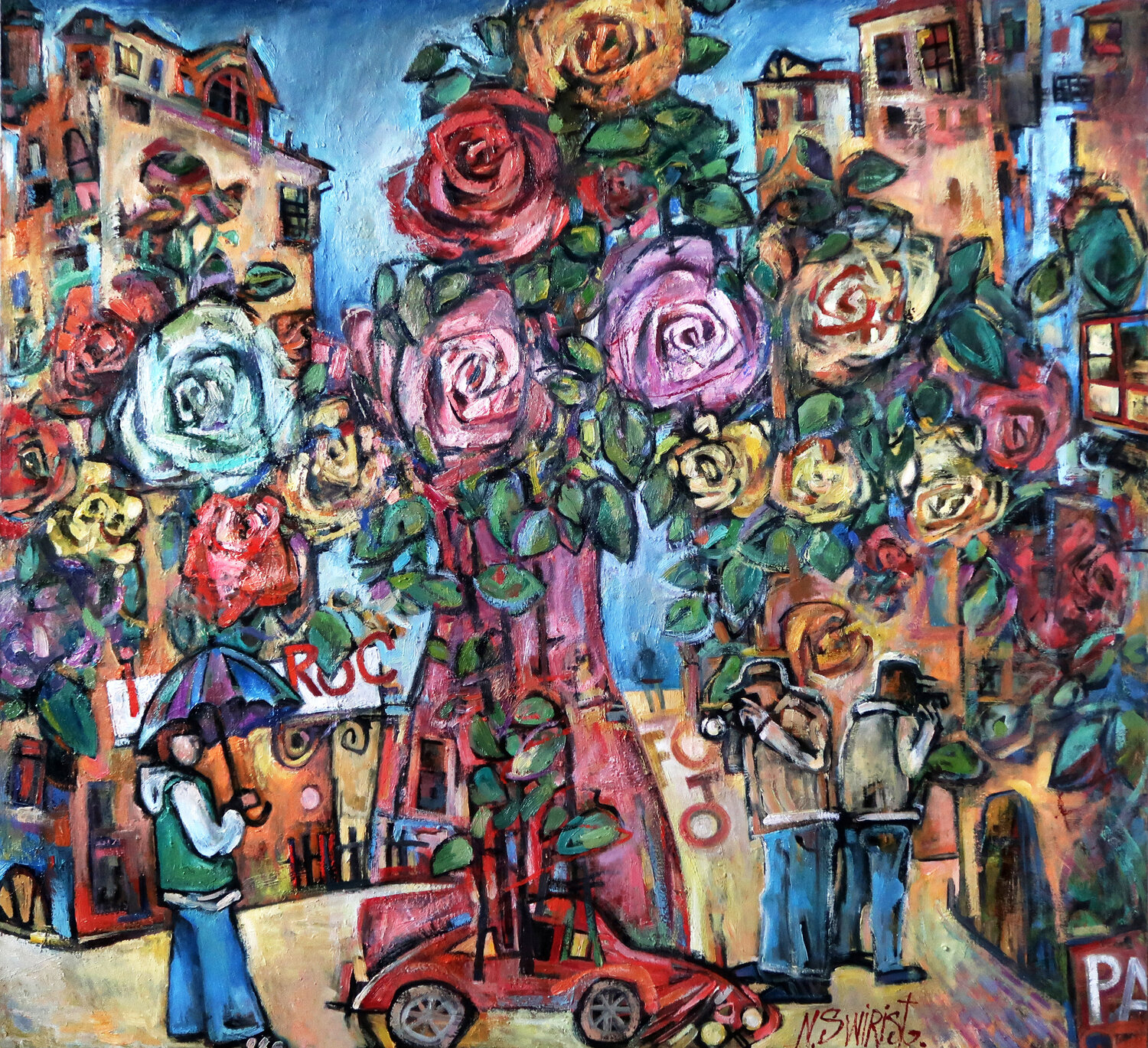 Girl, city and photography. Nicolai Ostapenco (N.Swiristuhi) Original painting for sale