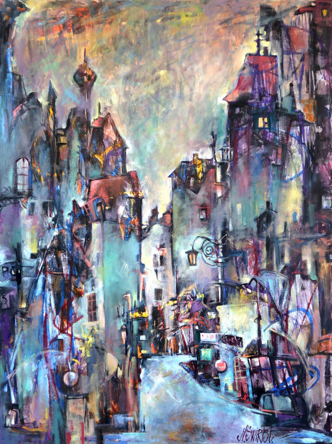Old town. Nicolai Ostapenco (N.Swiristuhi) Original painting for sale