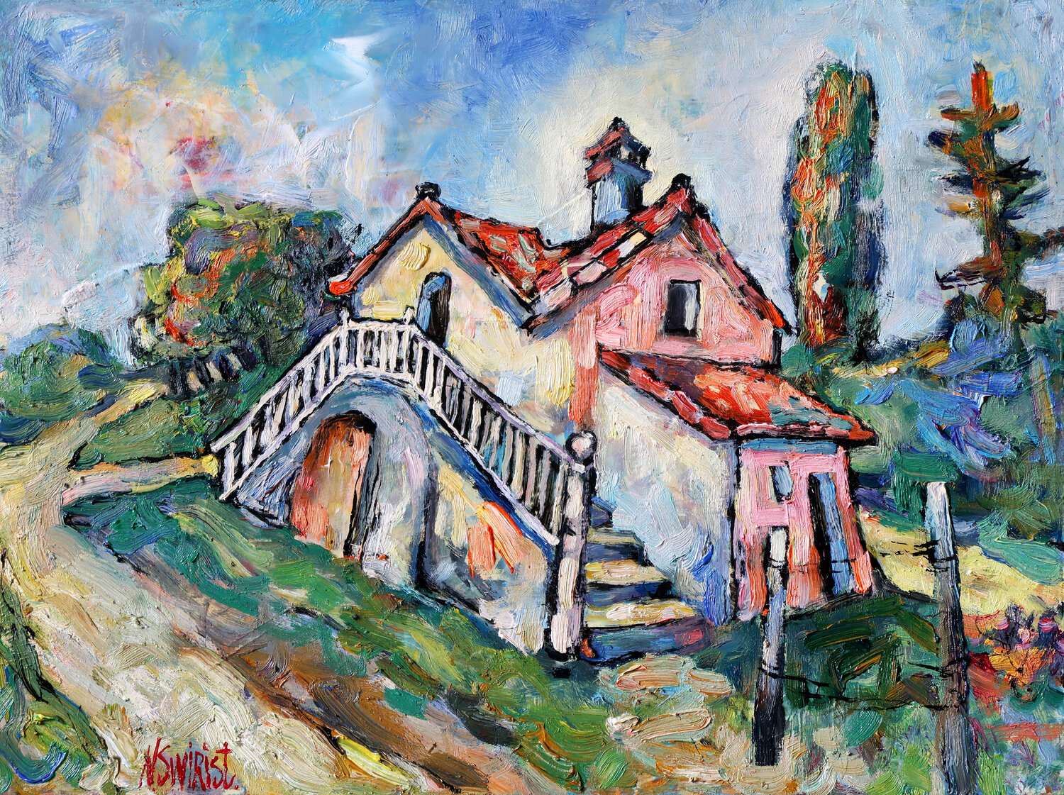 Old House in L’Estérel Nicolai Ostapenco (N.Swiristuhi) Original painting for sale