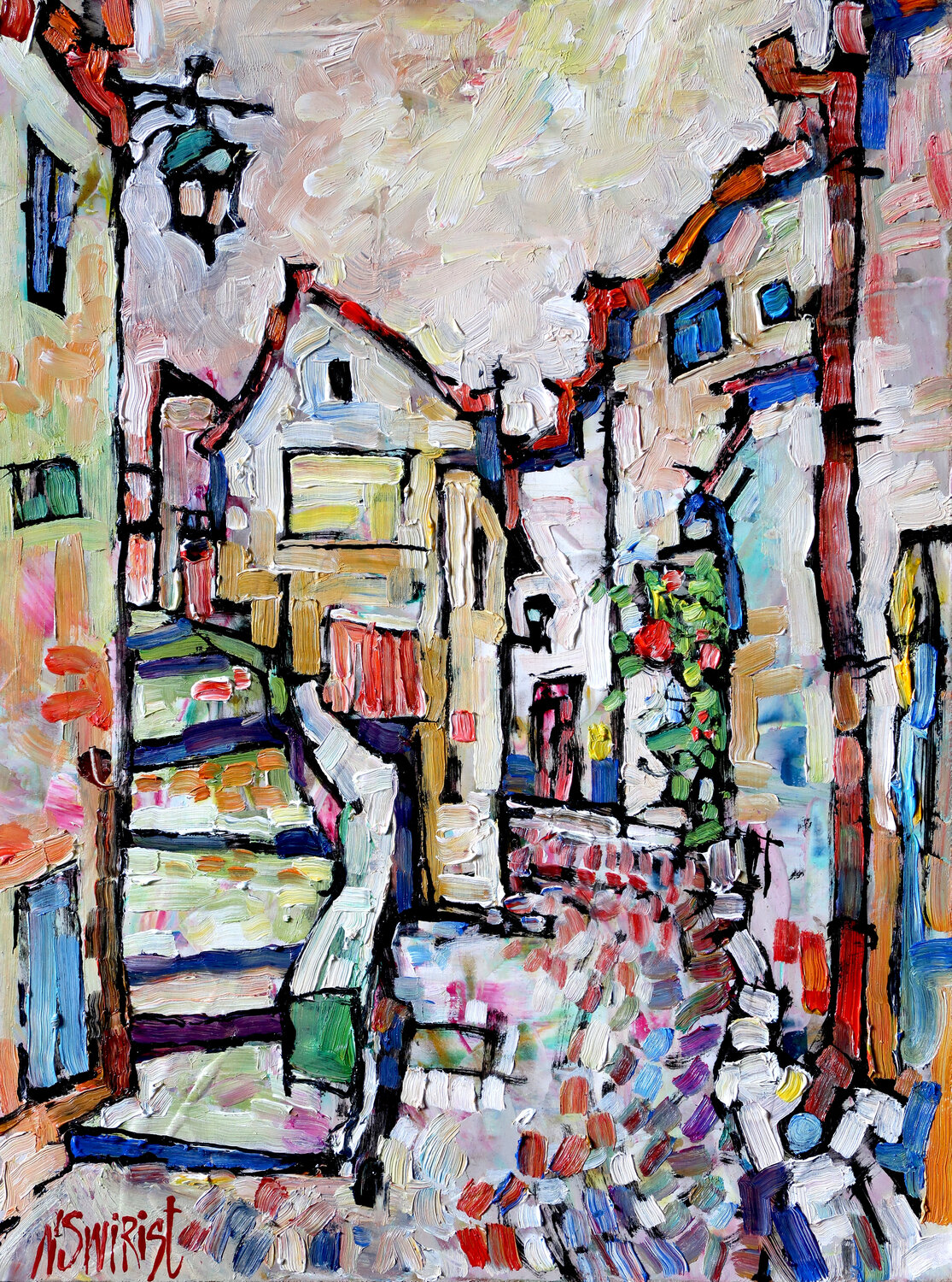 “Alley of Memories.” Nicolai Ostapenco (N.Swiristuhi) Original painting for sale