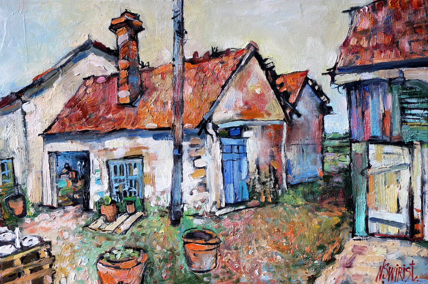 The Pottery Shop in La Tramblade Nicolai Ostapenco (N.Swiristuhi) Original painting for sale