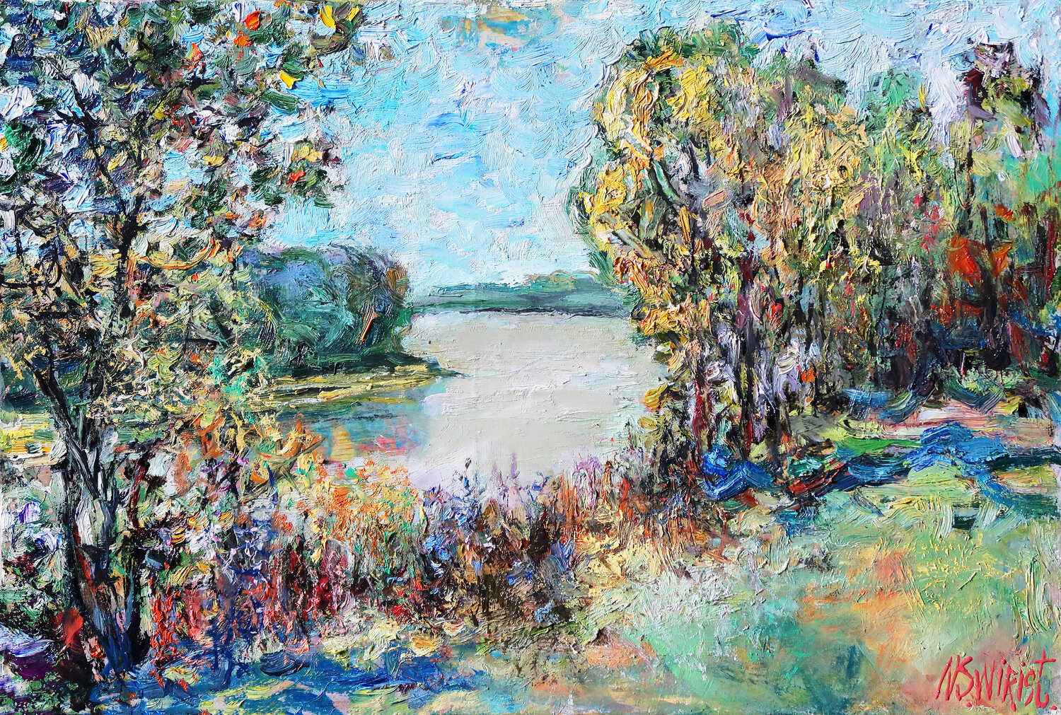 Early Autumn on the Dniester River Nicolai Ostapenco (N.Swiristuhi) Original painting for sale