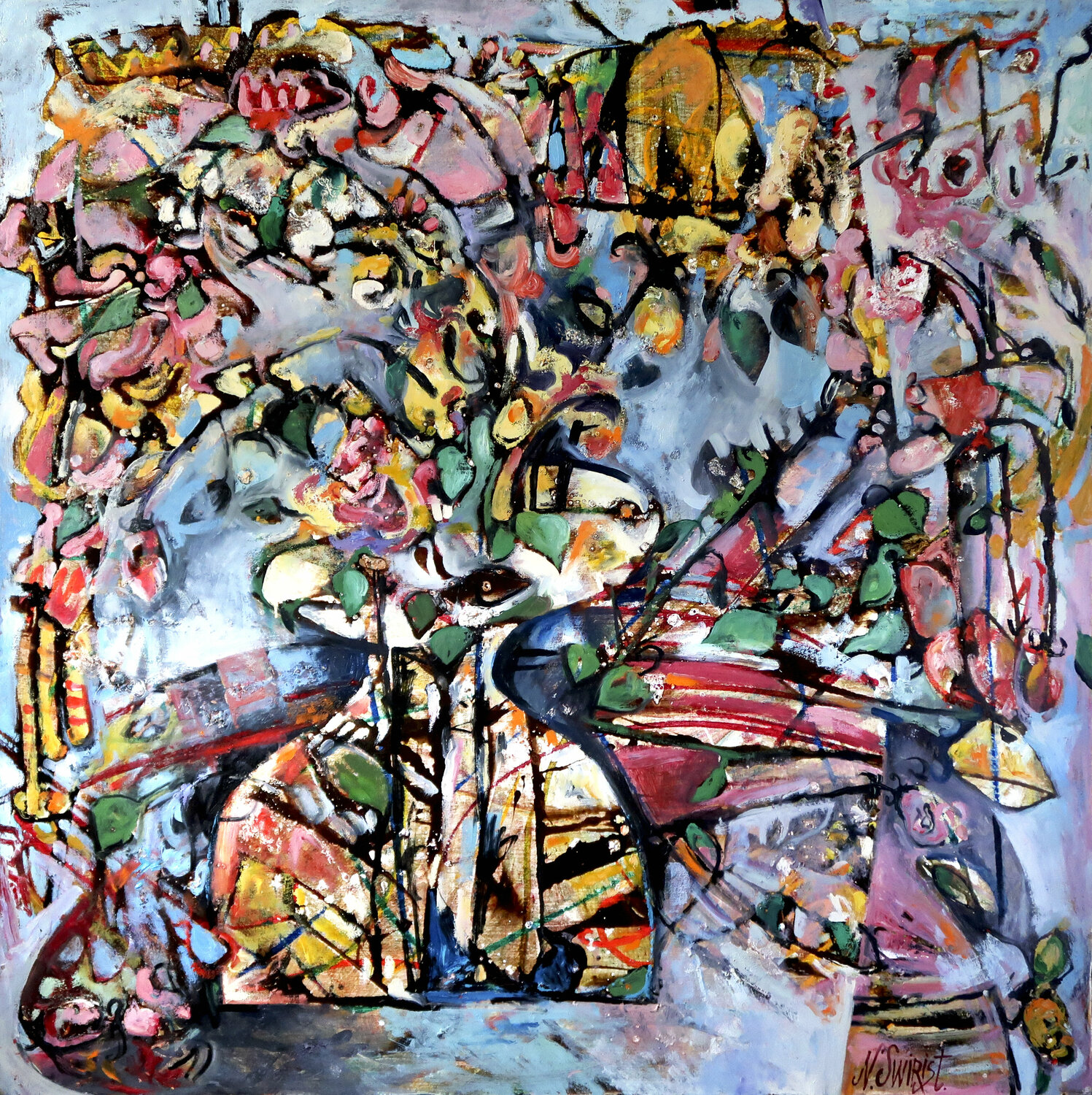 Flowers for her. Nicolai Ostapenco (N.Swiristuhi) Original painting for sale