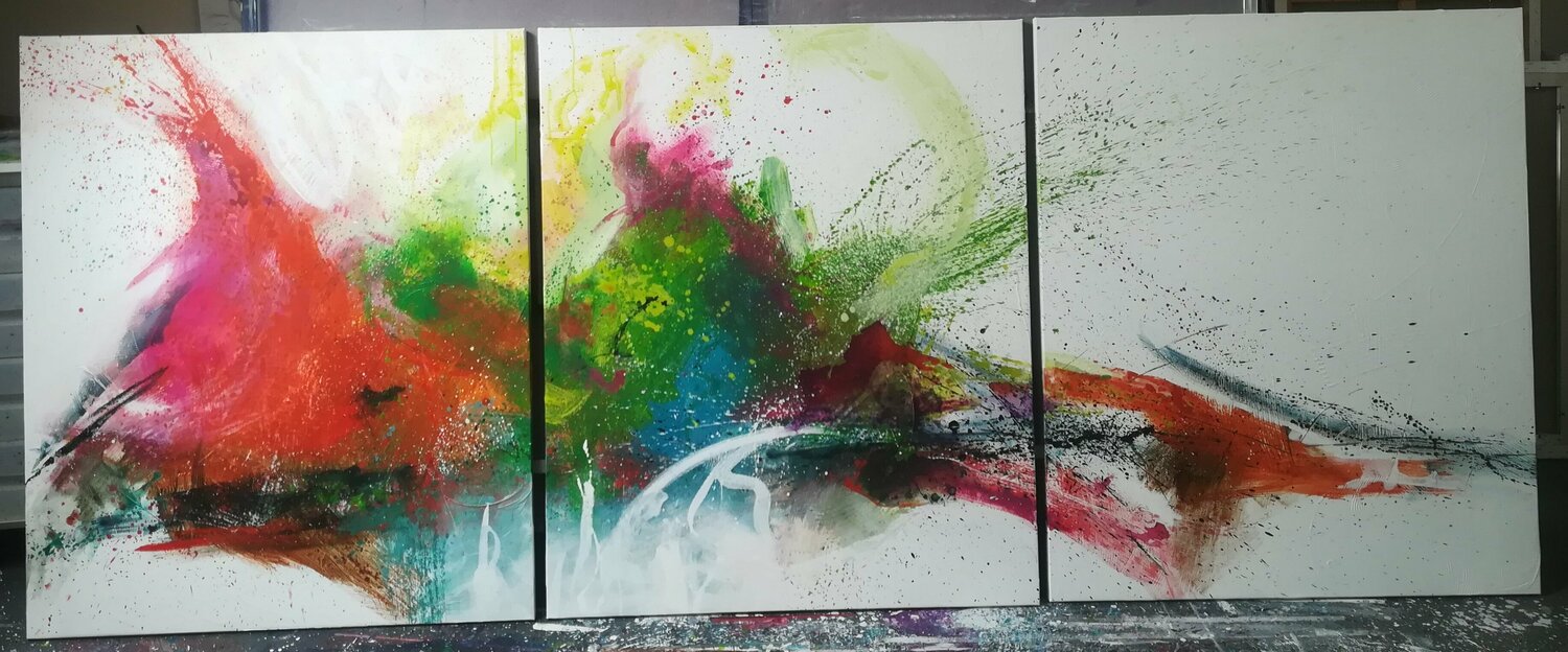 Women with Wings - Enjoy the Ride #158 - triptych Carine Van Hee Original painting for sale