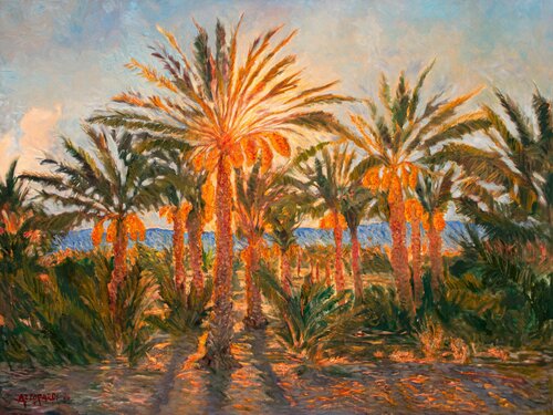 DATE PALM GROVE, COACHELLA VALLEY by Francis Azzopardi, Painting for Sale on Select