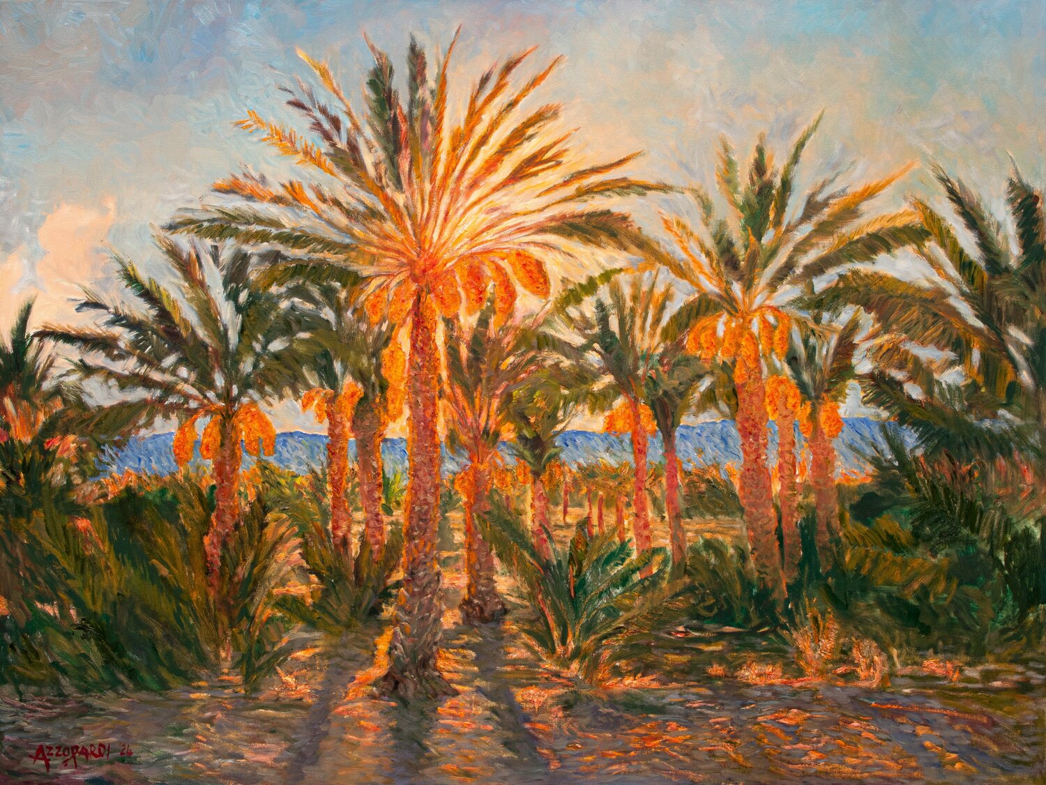 DATE PALM GROVE, COACHELLA VALLEY Francis Azzopardi Original painting for sale