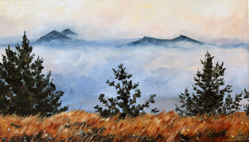 Buttes in the Fog by Katrina Case, Painting for Sale on Select