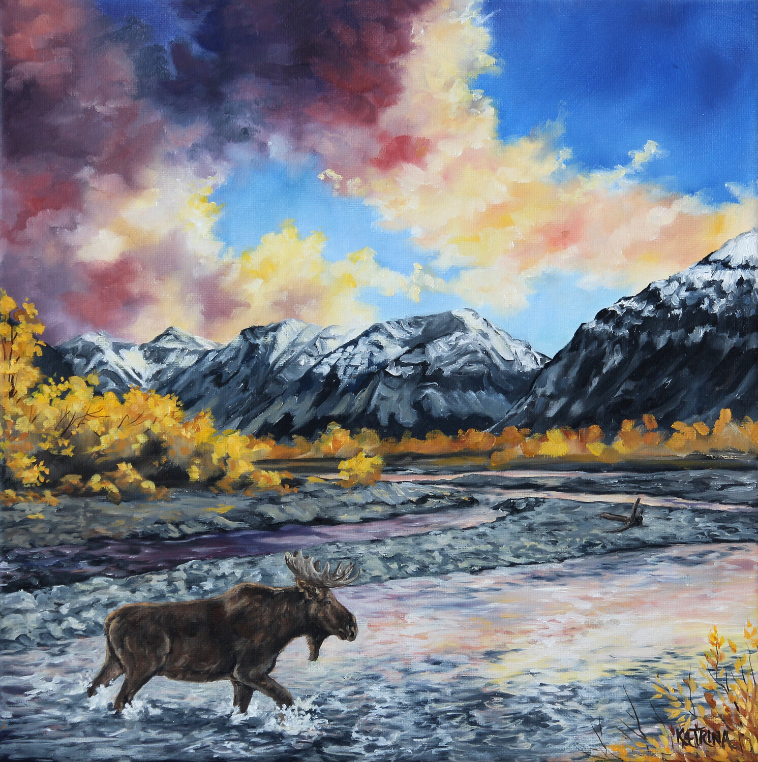 Crossing the South Fork Katrina Case Original painting for sale