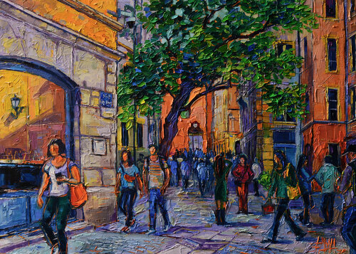 PLACE DU PETIT COLLEGE LYON FRANCE by Mona Edulesco, Painting for Sale on Select