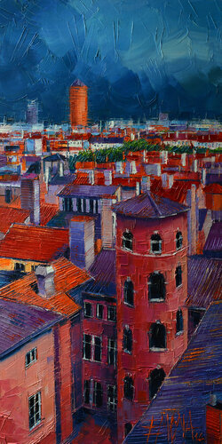 LYON ROOFTOPS by Mona Edulesco, Painting for Sale on Select