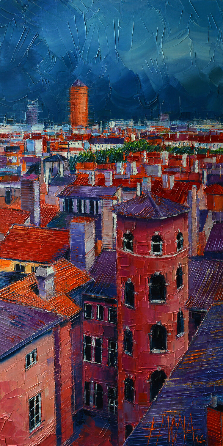 LYON ROOFTOPS Mona Edulesco Original painting for sale