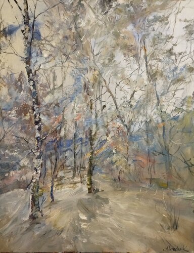 Snowy winter by Artem Brazhnik, Painting for Sale on Select