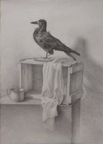 Still life with Crow by Artem Brazhnik, Drawing for Sale on Select