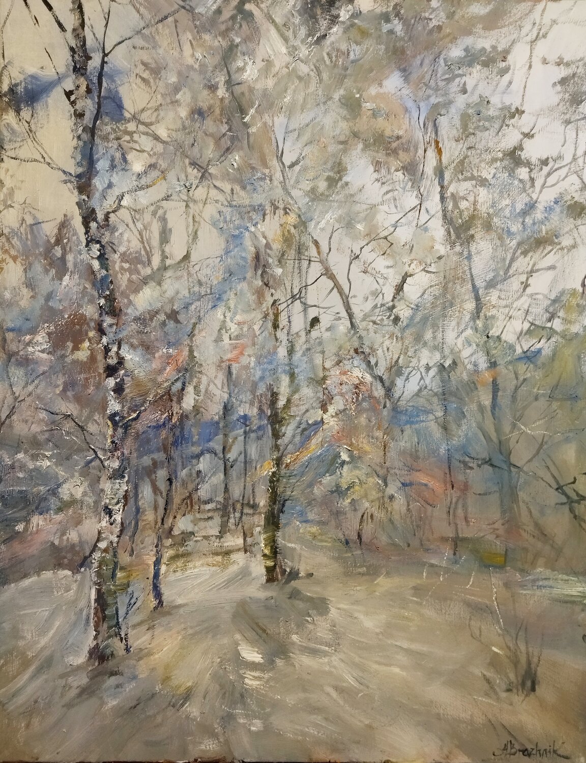 Snowy winter Artem Brazhnik Original painting for sale