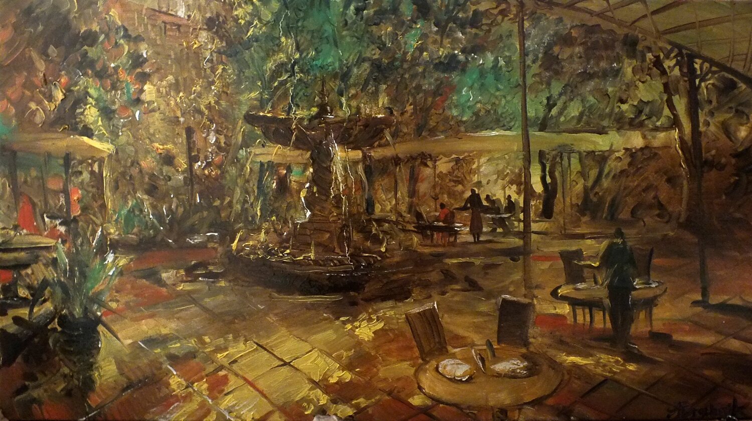 Cafe Artem Brazhnik Original painting for sale