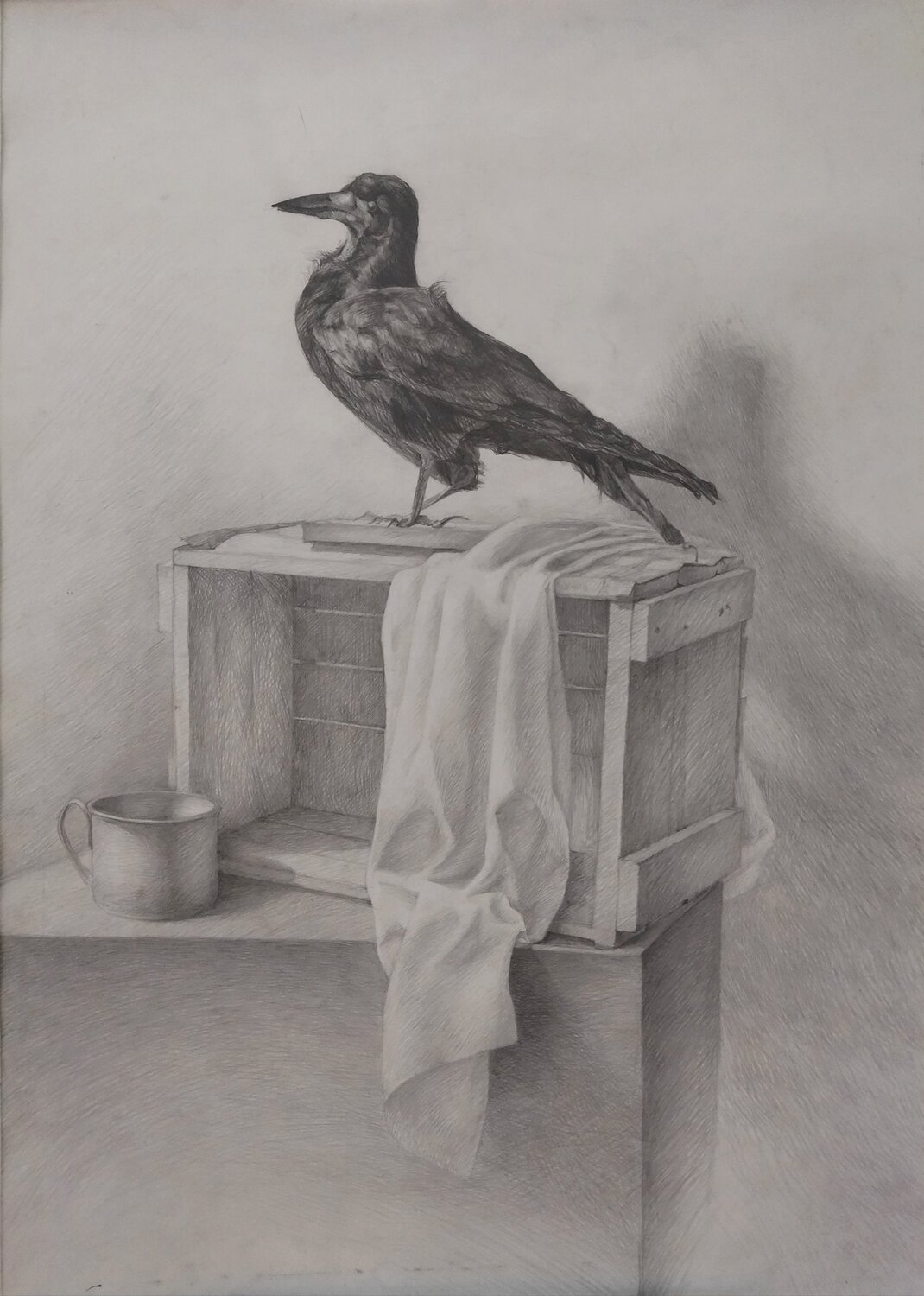 Still life with Crow Artem Brazhnik Drawing for sale
