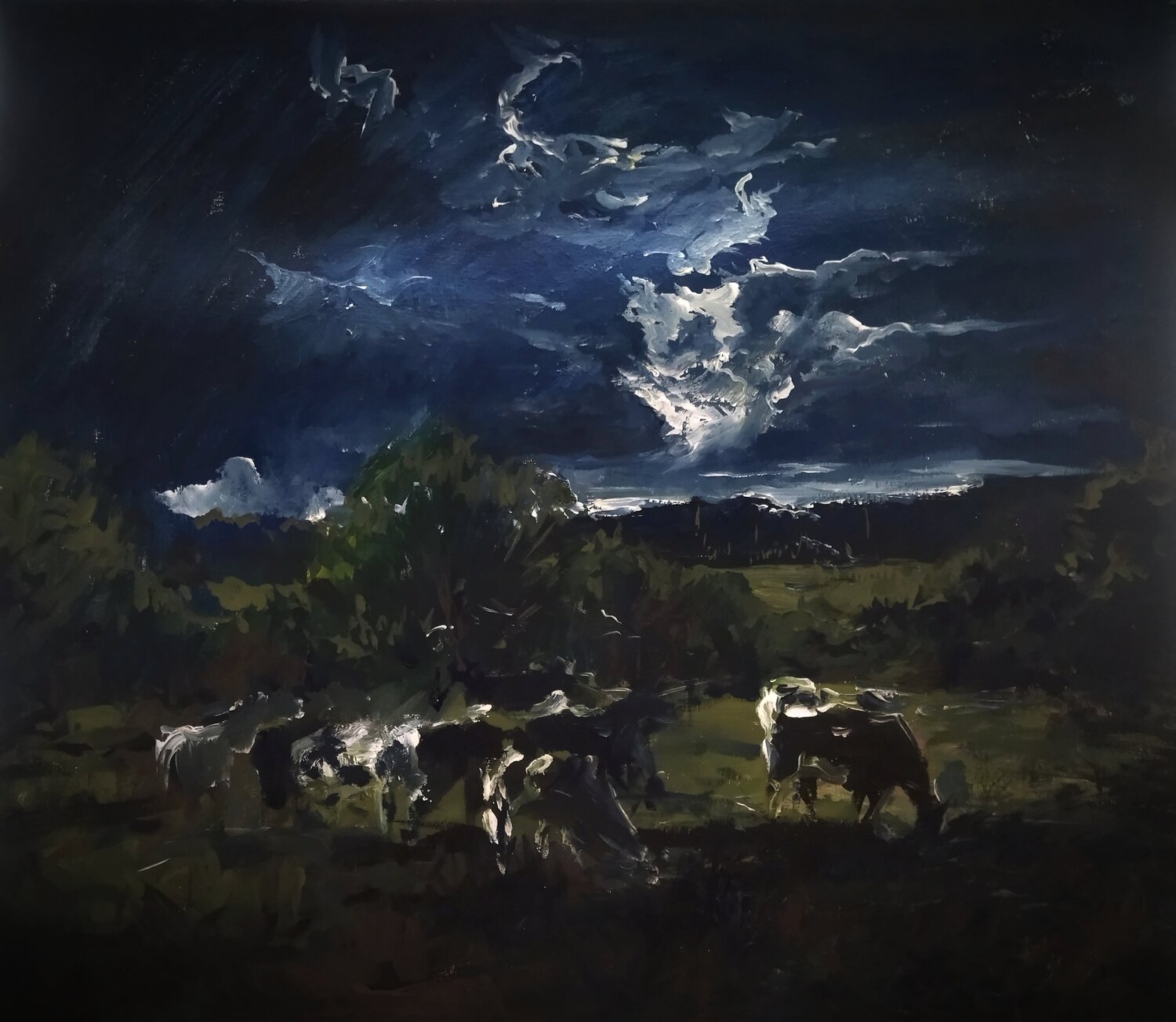 Landscape with Cows Artem Brazhnik Original painting for sale