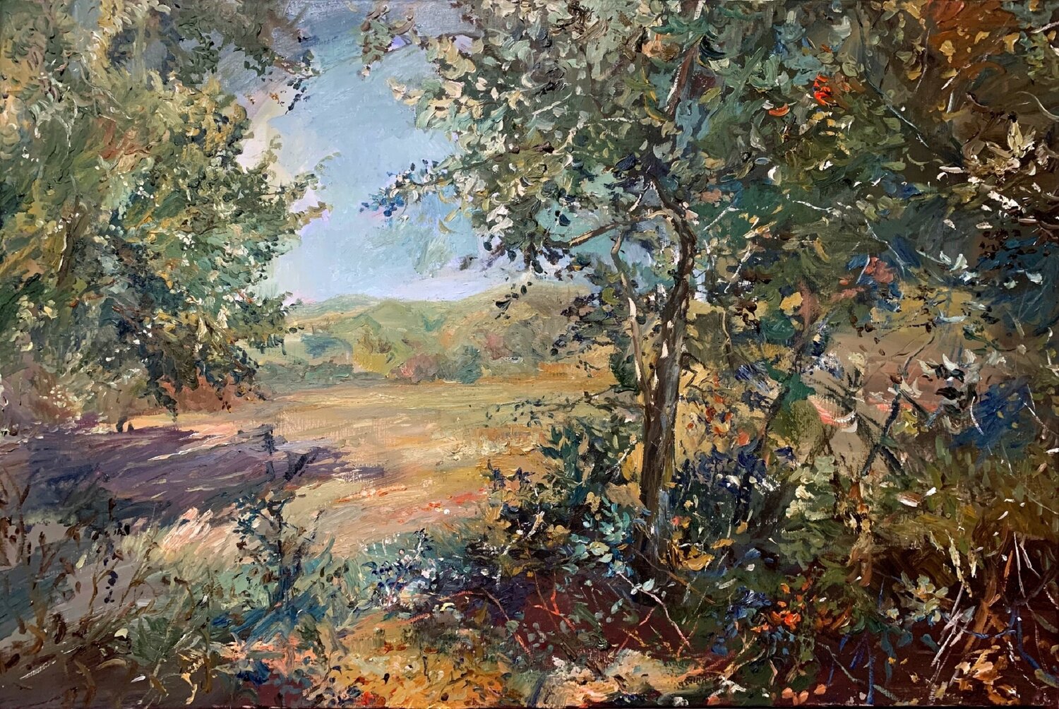 Autumn in the Village Artem Brazhnik Original painting for sale