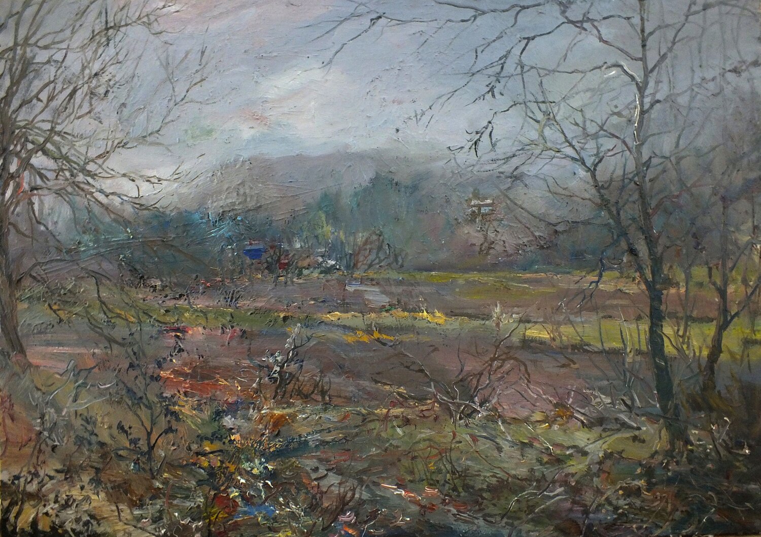 Winter in The Village Artem Brazhnik Original painting for sale