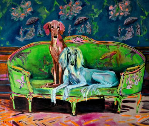 Dogs and Sofas VI by Jonker Mieke, Painting for Sale on Select