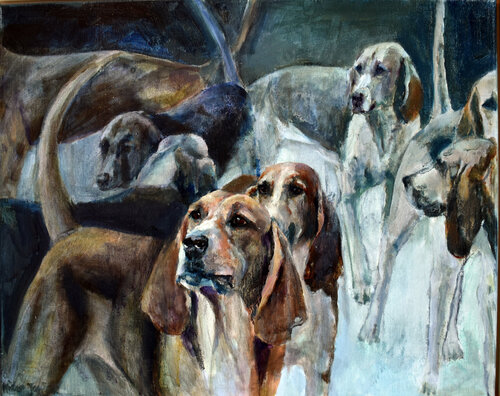 Huntingdogs of Cheverny II by Jonker Mieke, Painting for Sale on Select
