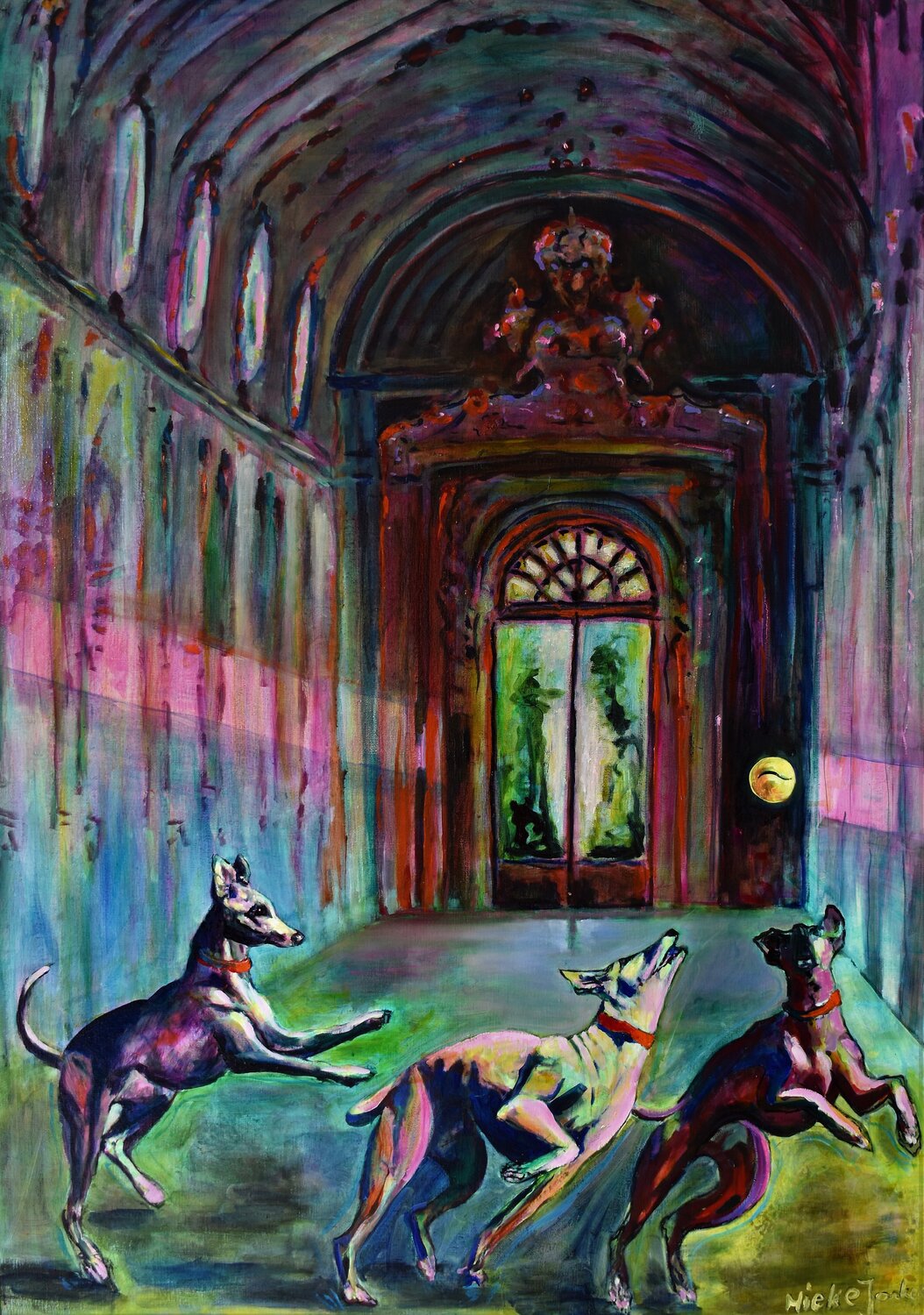 Dogs and Sofas V Jonker Mieke Original painting for sale