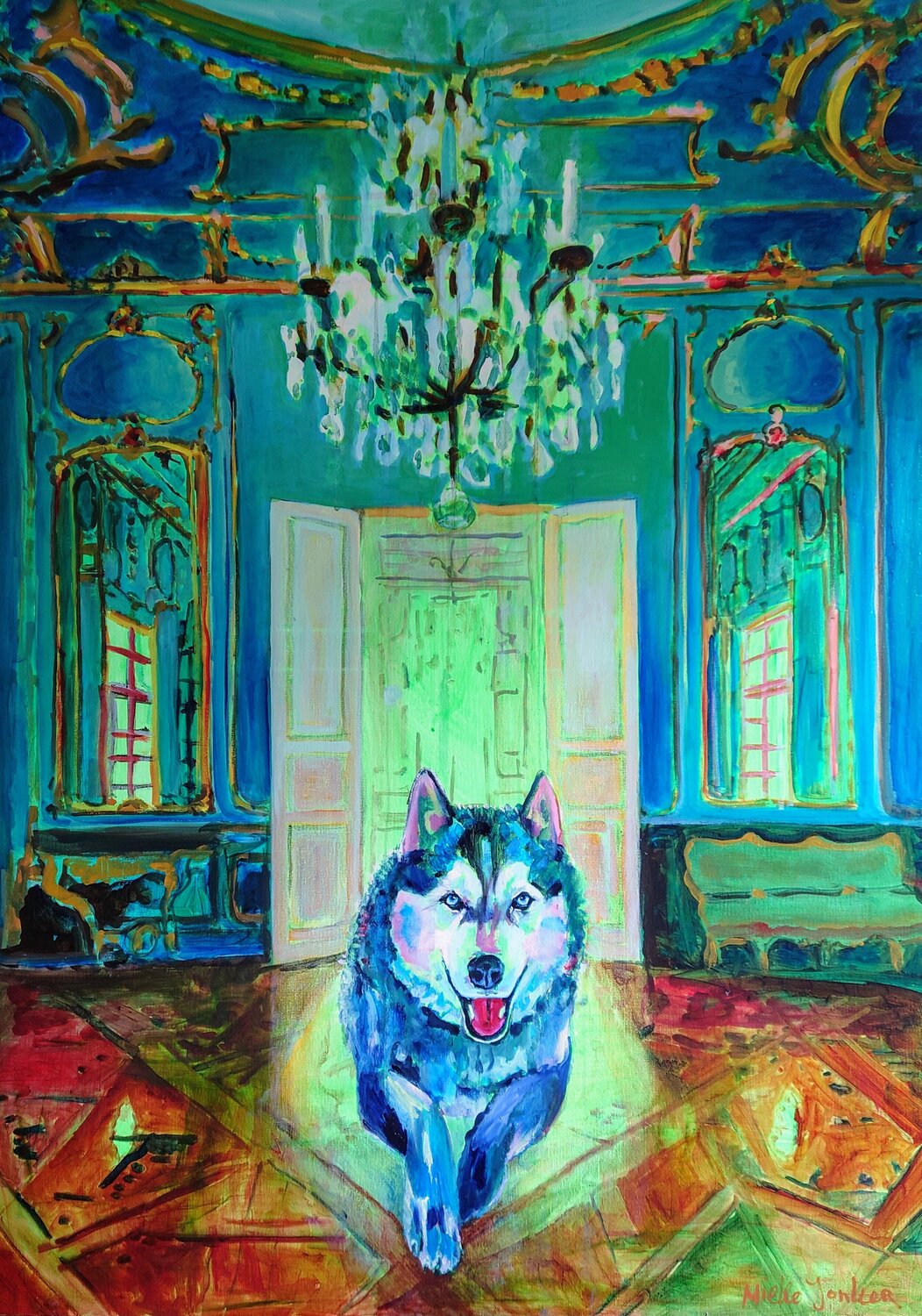 Dogs and Sofas X Jonker Mieke Original painting for sale