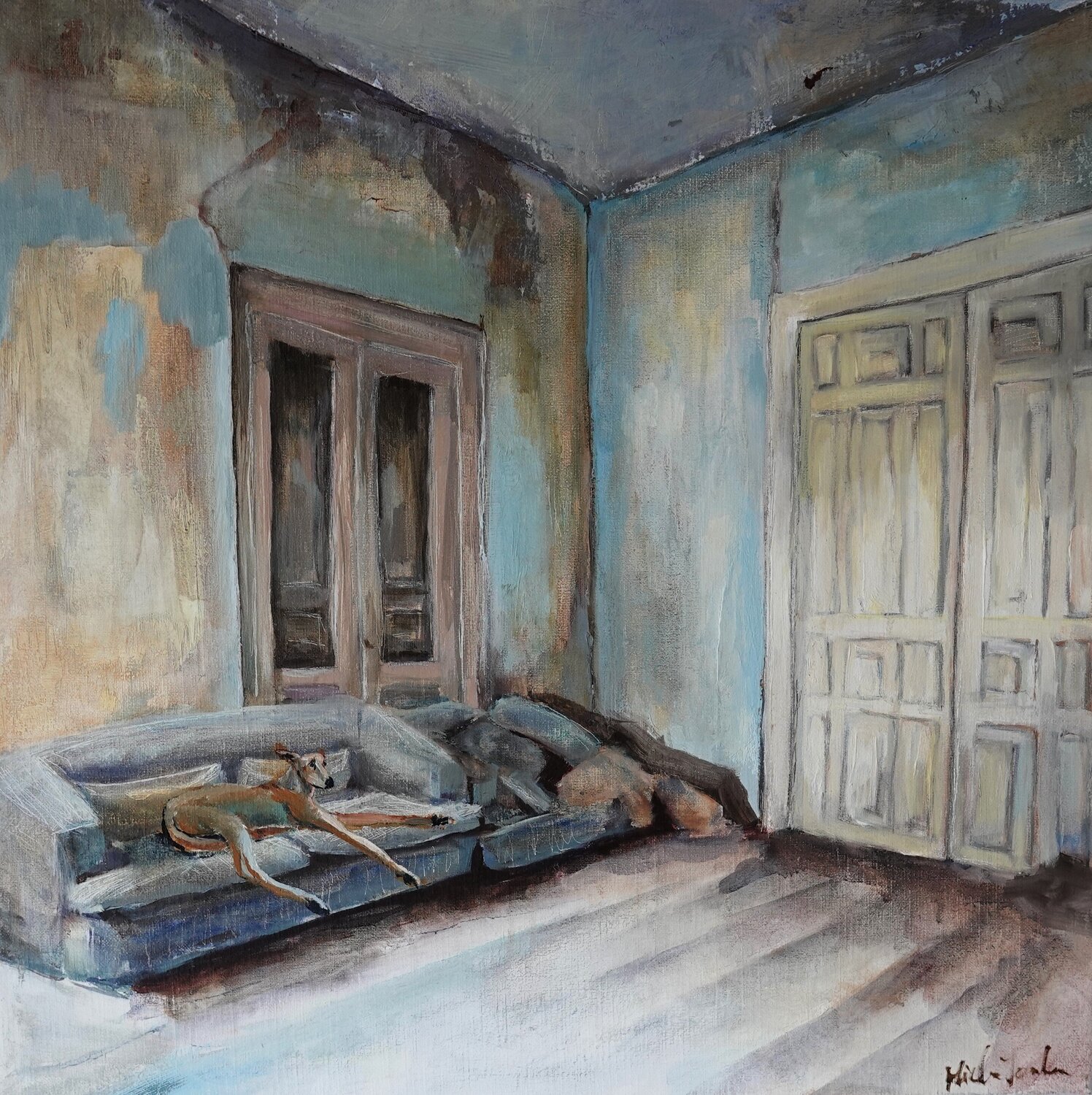 Dogs and Sofas XIII Jonker Mieke Original painting for sale