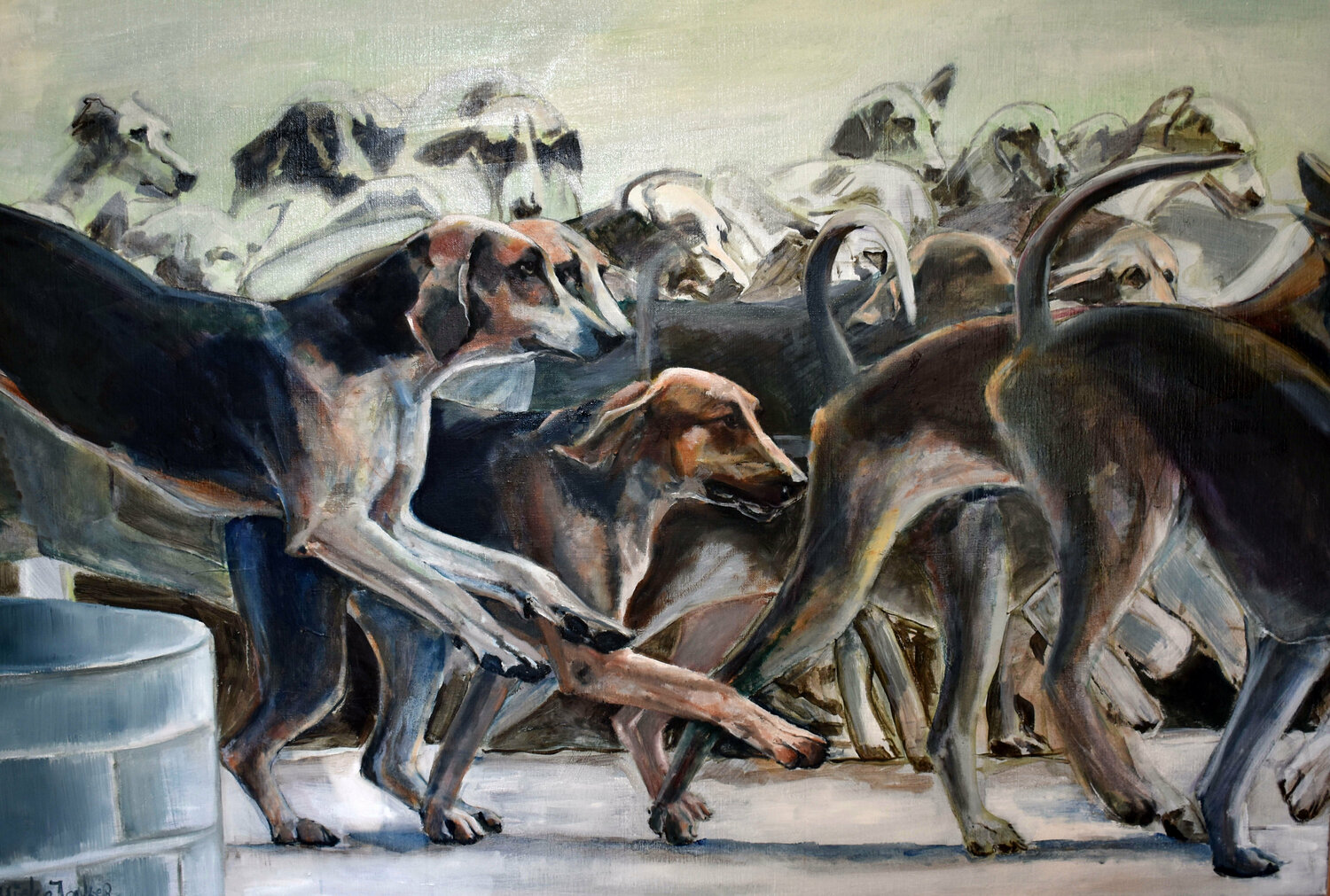 Huntingdogs of Cheverny IV Jonker Mieke Original painting for sale
