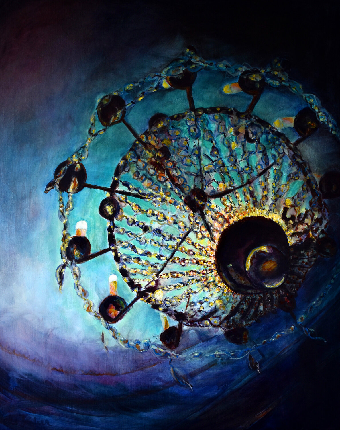 Soestdijk II, chandelier Jonker Mieke Original painting for sale