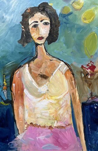 La Dame aux Yeux Bruns by Marie Manon Corbeil, Painting for Sale on Select