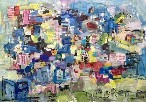 Joyful City by Marie Manon Corbeil, Painting for Sale on Select