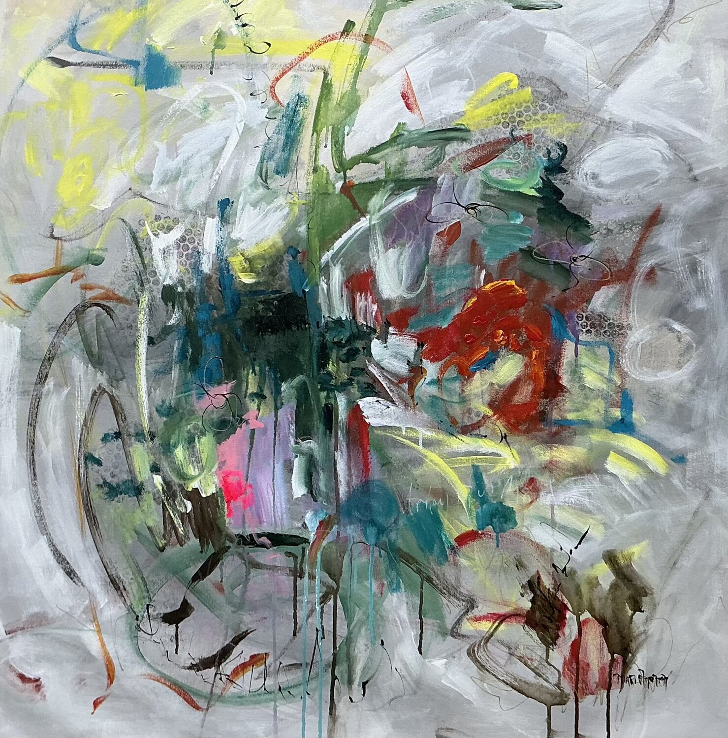 The Pink Bird Nest Marie Manon Corbeil Original painting for sale