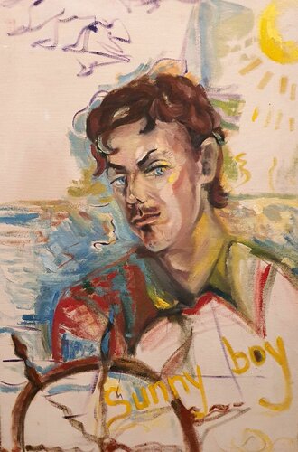 Portrait eines Menschen. QSunny boy by Karibou, Painting for Sale on Select