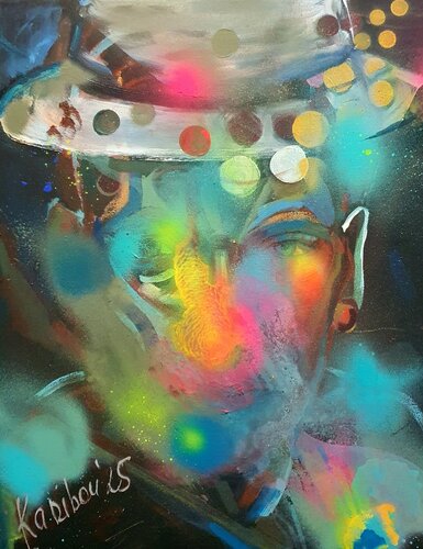 a perfomative man portrait inspired by David Hockney by Karibou, Painting for Sale on Select