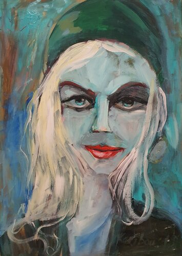 Coup de cœur in the manner of David Hockney by Karibou, Painting for Sale on Select