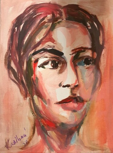Portrait of a WOMAN sun- drenched inspired by David Hockney by Karibou, Painting for Sale on Select