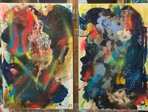 Diptych. In the manner of Willem de Kooning by Karibou, Painting for Sale on Select