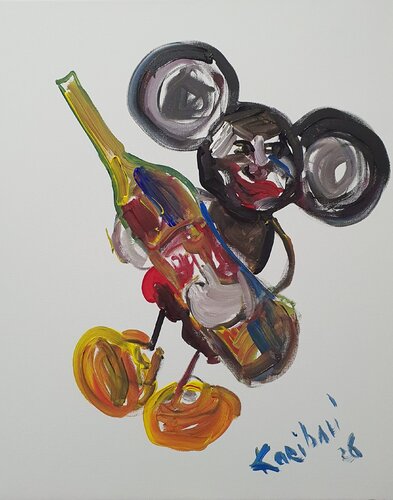 Mickey Mouse und Flasche by Karibou, Painting for Sale on Select