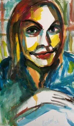 Coup de cœur in the manner of David Hockney by Karibou, Painting for Sale on Select