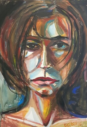A woman on black background by Karibou, Painting for Sale on Select