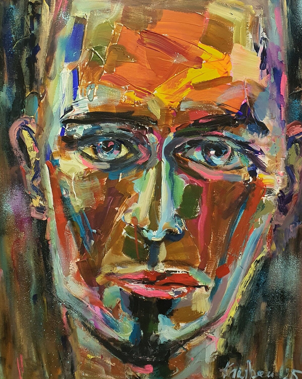 Portrait eines Mannes oder a perfomative man Karibou Original painting for sale