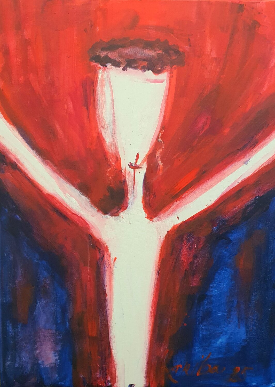 Freude am Leben. Neue Geburt und Neubeginn. Jesus in the manner of giovanni giacometti Karibou Original painting for sale